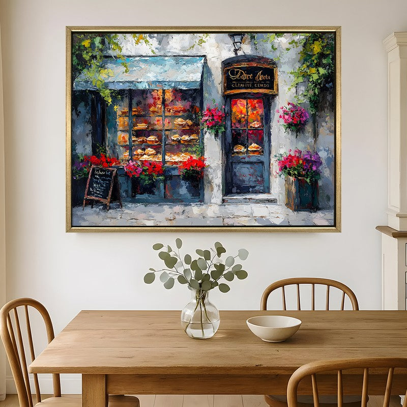 Floral-festooned Canvas Wall Painting With Frame
