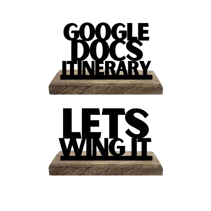 Let's Wing It Typography Showpiece - Set Of Two media 4