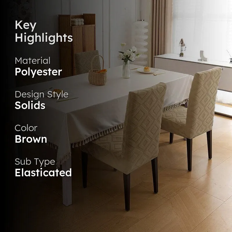 Diamante Jacquard Chair Cover (Camel) - Set Of Four media 2
