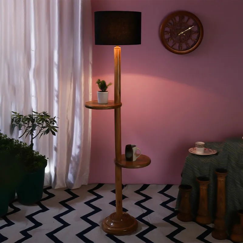 Double Trouble Wooden Floor Lamp - Black media 1