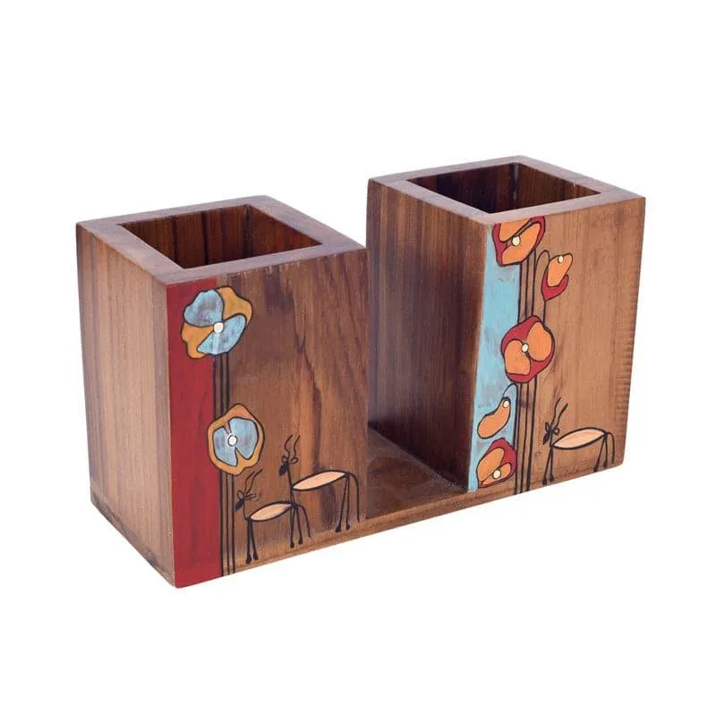 Floral Bloom Wooden Cutlery Holder media 3