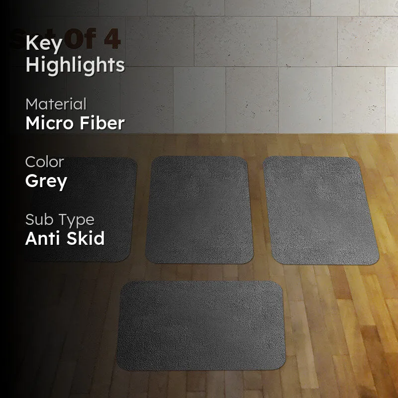 Lois Anti Skid Bath Mat (Grey) - Set Of Four media 2