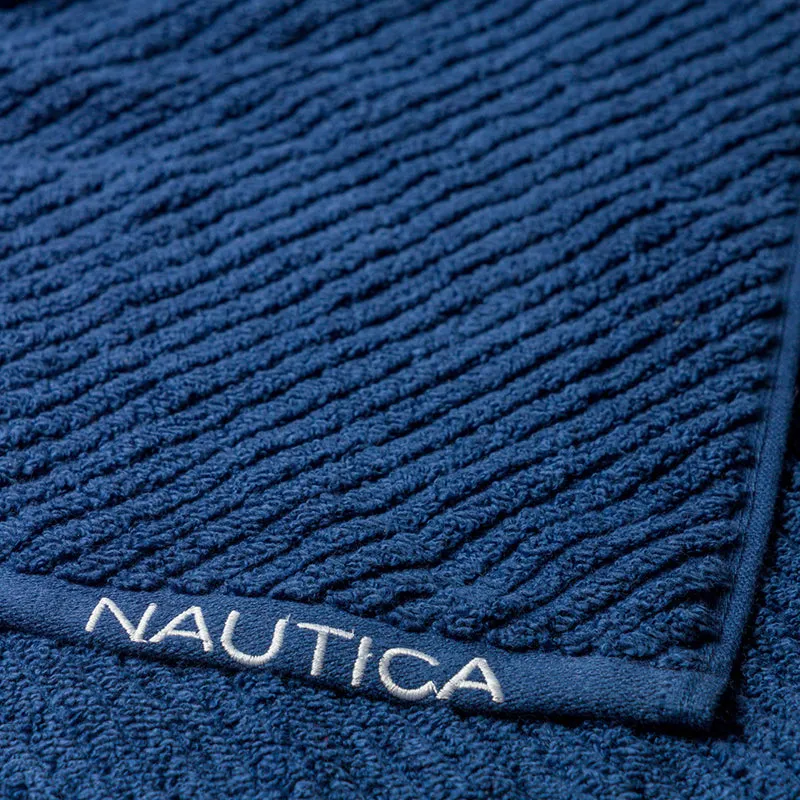 Nautica Riviera Soft Cotton Bath Towel (Navy Blue & Light Tan) - Set Of Two media 6