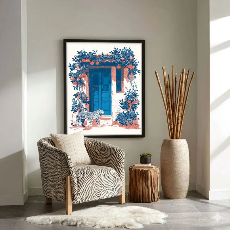 Sapphire Shade Canvas Wall Painting - Black Frame media 4