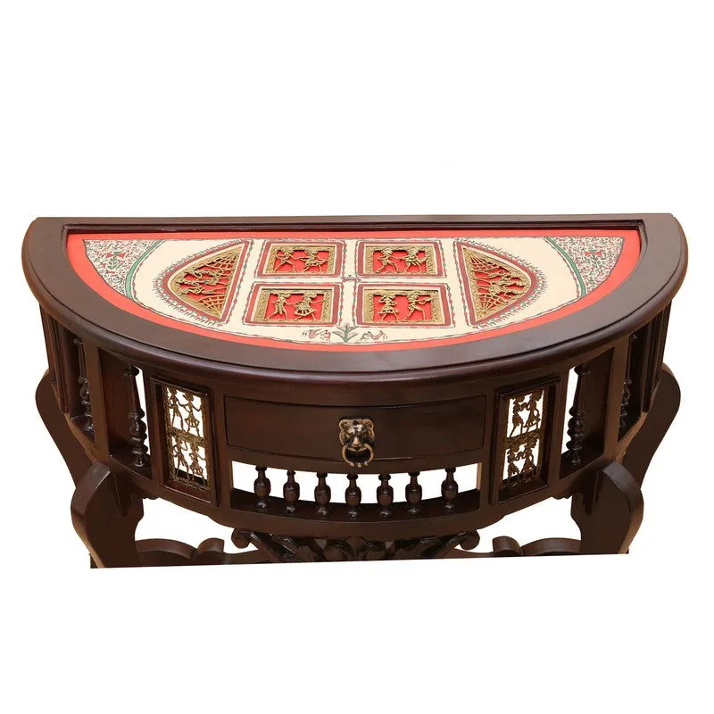 Awadh Teak Wood Console Table - Small media 4