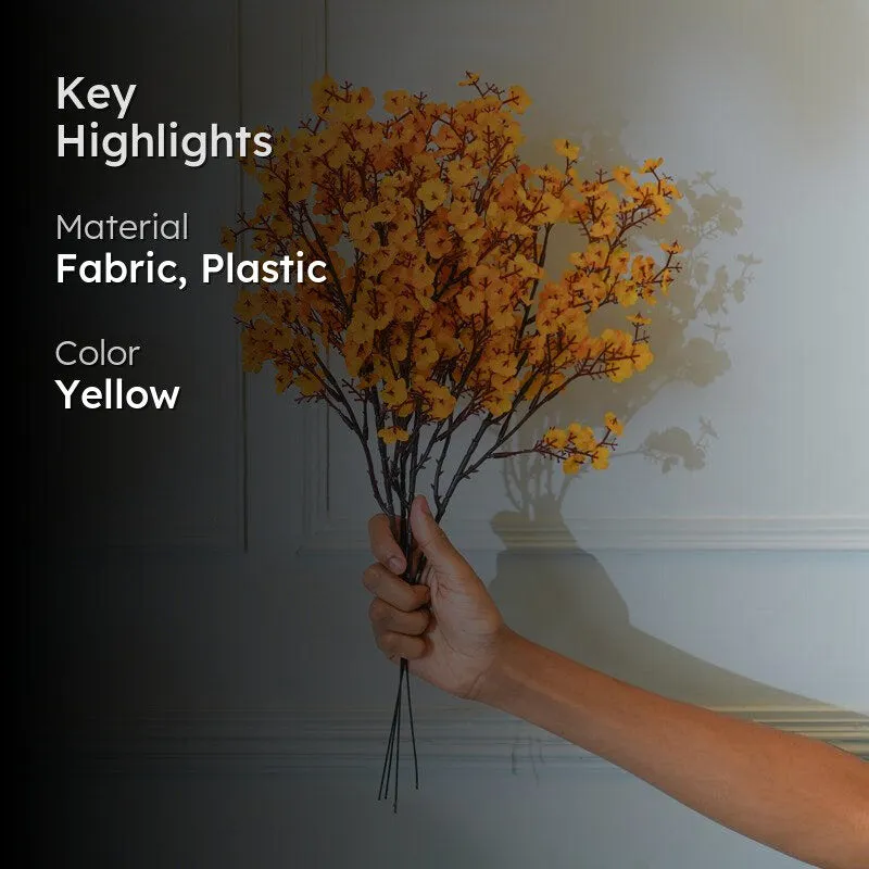 Faux Yellow Gypsophila Flower Stick (19 CM) - Set Of Four media 2