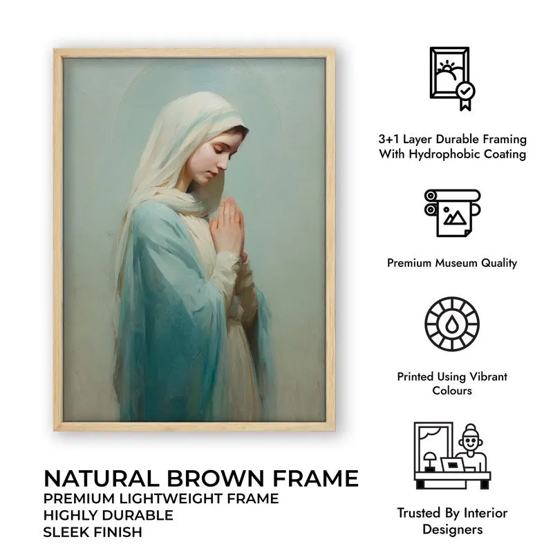The Prayer of Mary Archival Paper Wall Painting With Brown Frame media 7