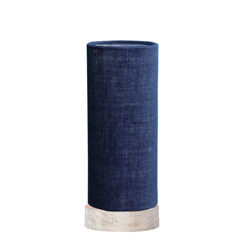 Ocra Tower Wooden Table Lamp With Jute Shade - Blue media 4