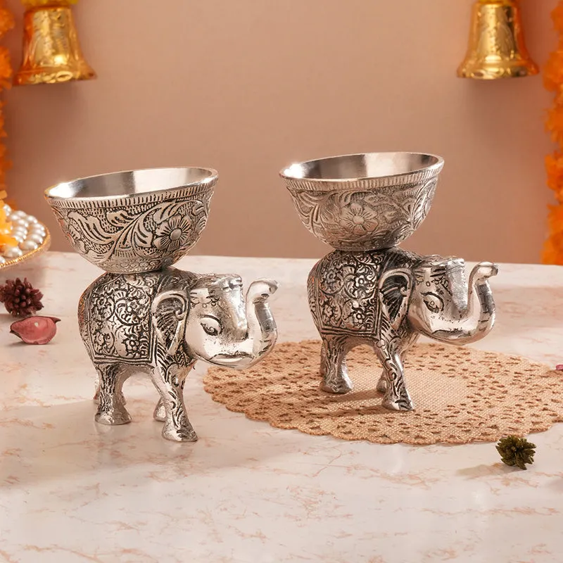Ornate Haathi Accent Bowl - Set Of Two media 1