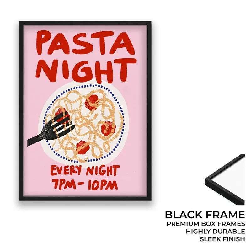 Pasta Night Archival Canvas Wall Art - Black media 8