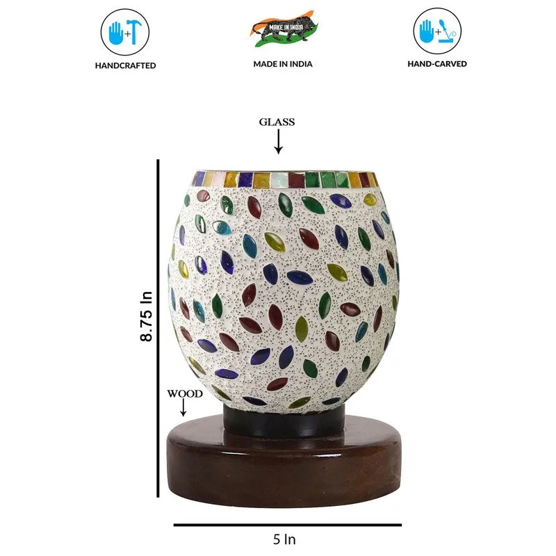 Skyrin Mosaic Glass Table Lamp With Wooden Base - Multicolor media 8