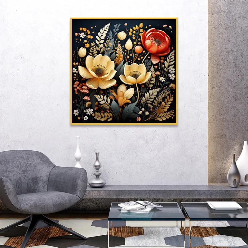 Blooms Of Erebos Canvas Wall Painting With Frame - Gold media 4