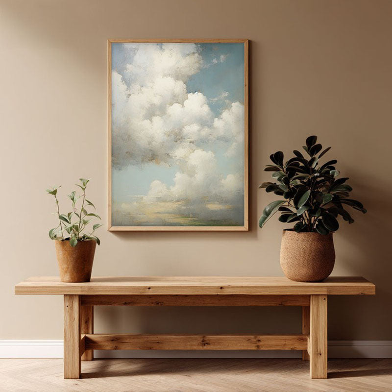 In The Clouds Archival Canvas Wall Art - Natural Brown Frame