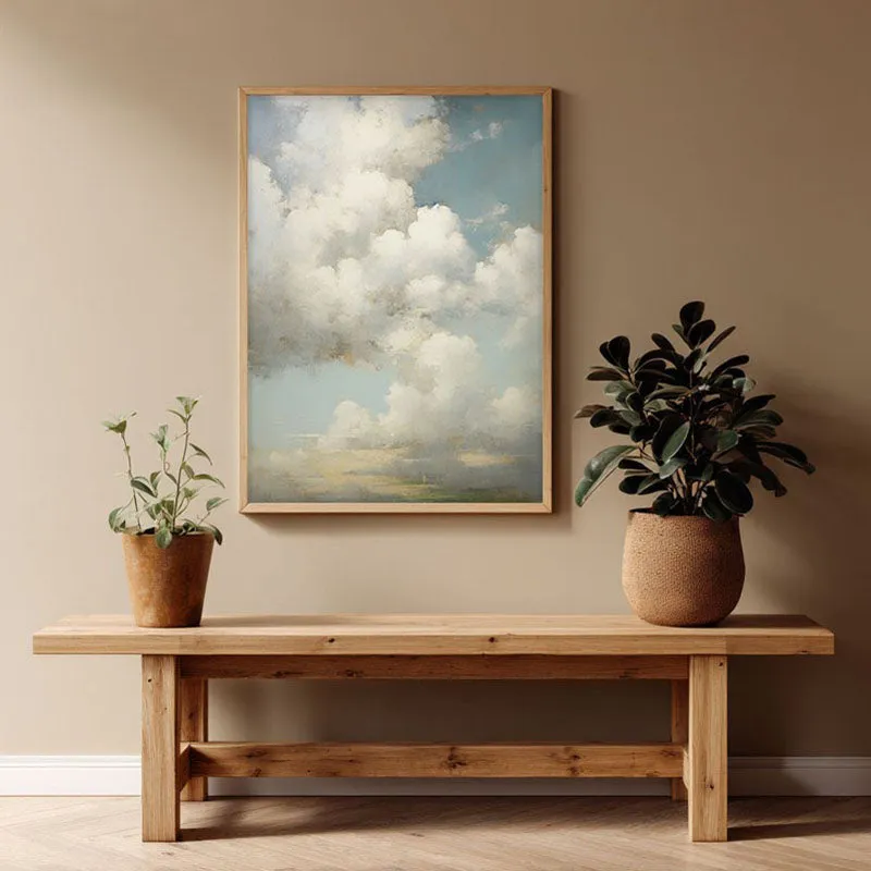 In The Clouds Archival Canvas Wall Art - Natural Brown Frame media 1