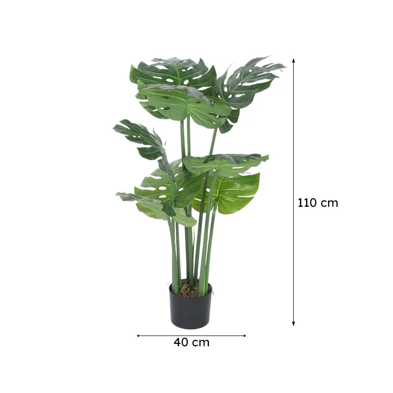 Faux Realtouch Green Monstera Plant With Black Plastic Pot - 3.6 Feet media 7