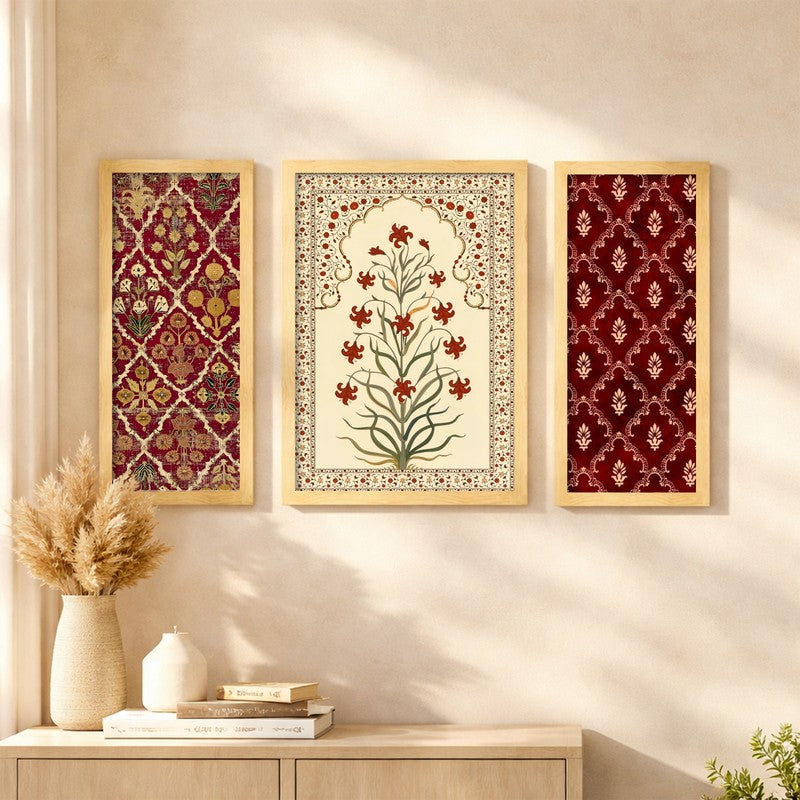 Floral Heritage Wall Art With Frame - Set of Three media 3