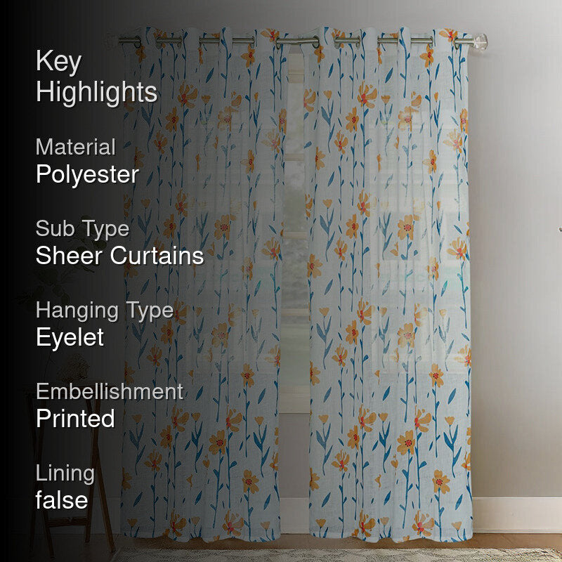 Sunara Linen Texture Polyester Sheer Curtain - Set Of Two media 2