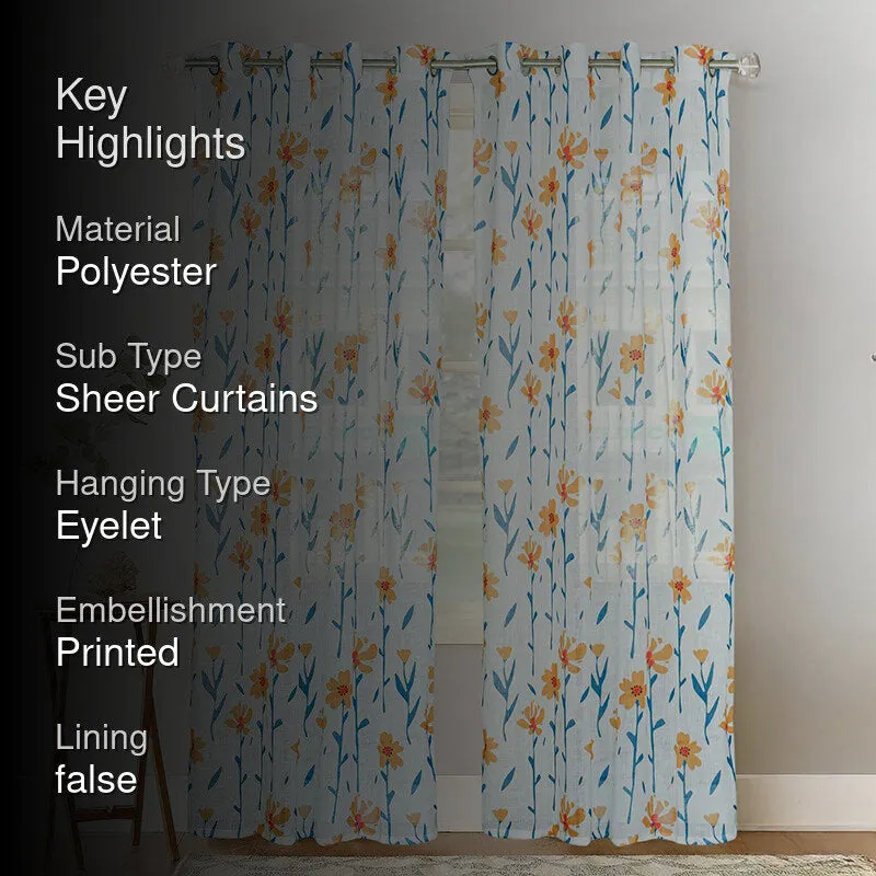 Sunara Linen Texture Polyester Sheer Curtain - Set Of Two media 2