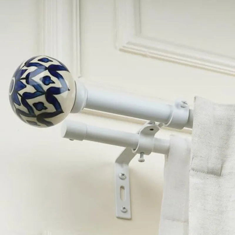 Souk Charm Duo Extendable 1" Double Curtain Rod With Round Finial & Brackets media 3