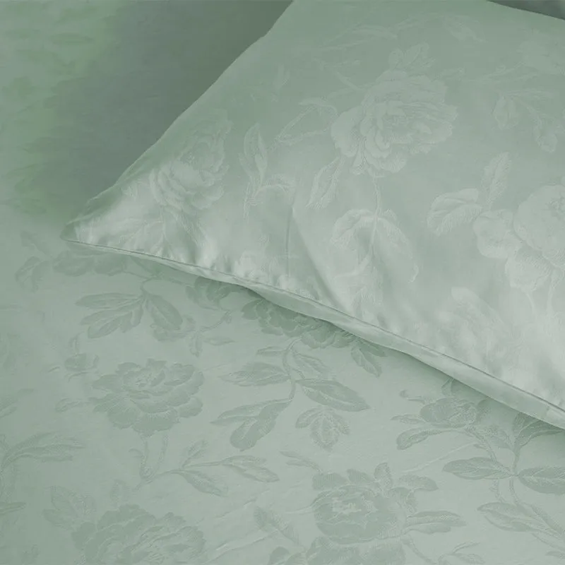 Blooming Rose Jacquard Pillow Cover (Sage) - Set Of Two media 4