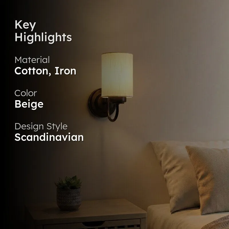 Cyluxe Soft Loom Cotton Wall Lamp - Beige - 2