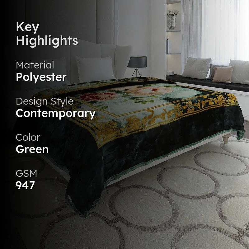 Monte Carlo Mystic Bloom Blanket (Green) - 947 GSM media 2