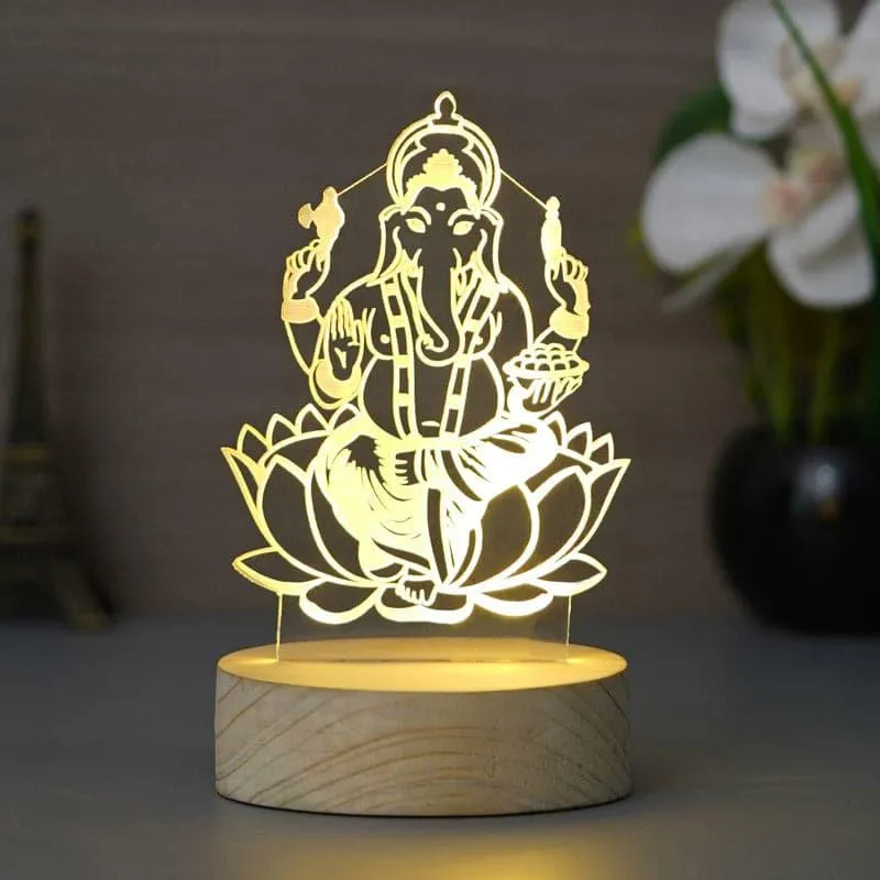 Lord Ganesha LED Acrylic Table Lamp - Brown media 3