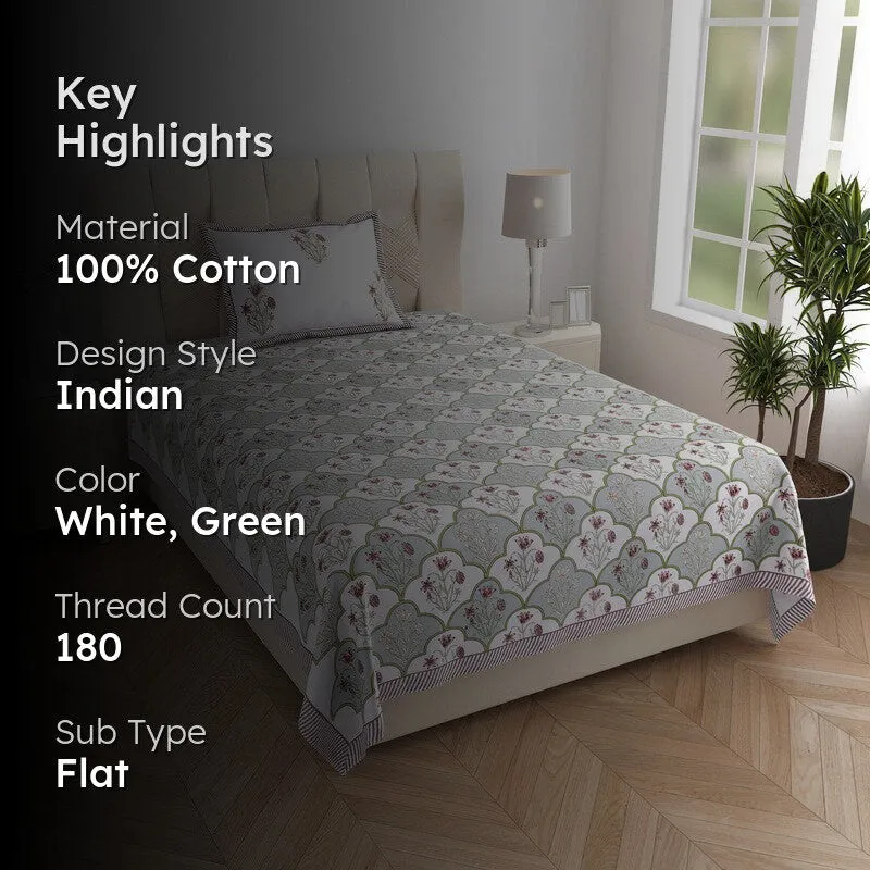 Rupa Cotton Bedsheet (Sage Green) - 180 TC media 2