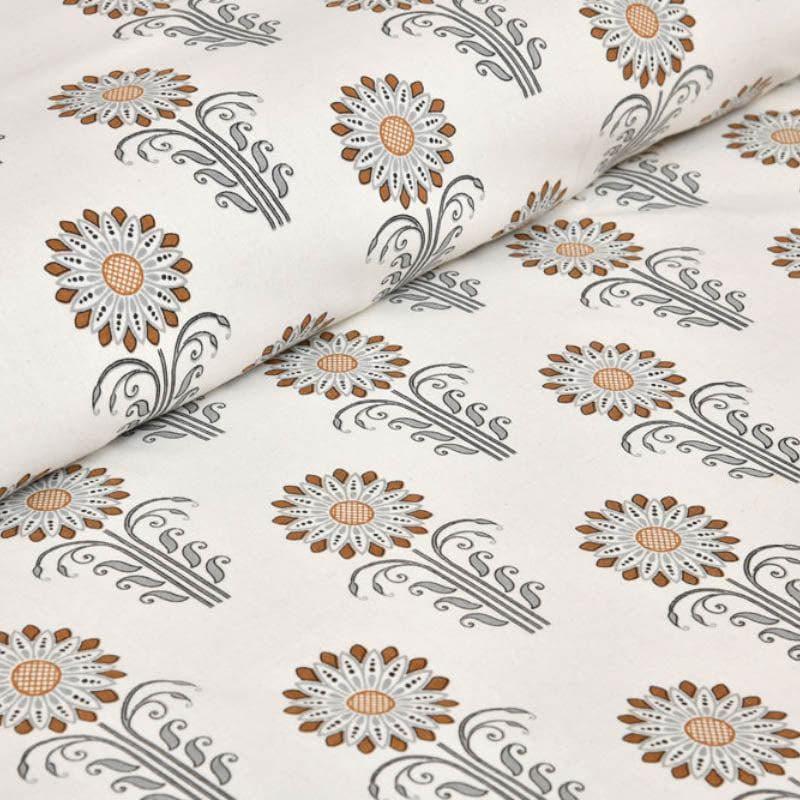 Flower Garden Cotton Bedsheet (Grey) - 120 TC media 5