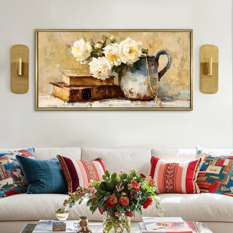 Calm Florals Canvas Wall Painting With Frame