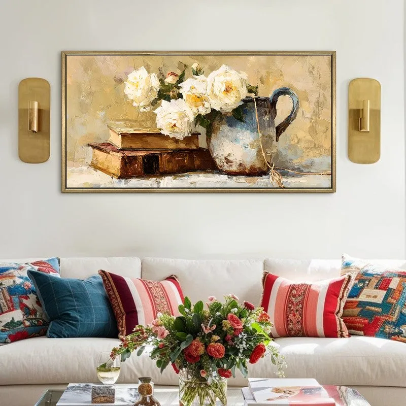Calm Florals Canvas Wall Painting With Frame media 1