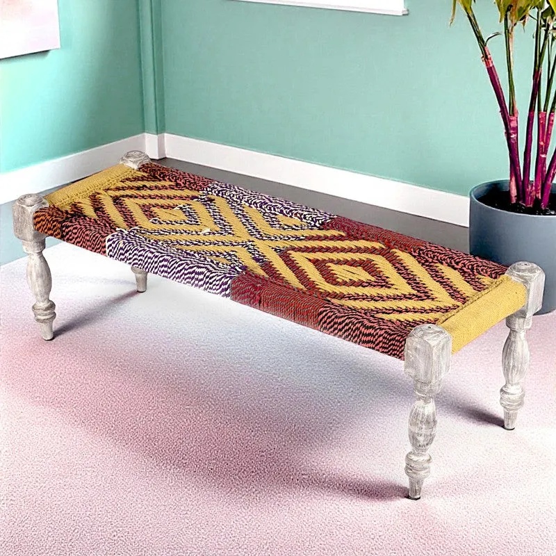Cavon Sheesham Wooden Bench - Multicolor media 1