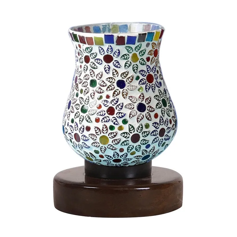 Gleemora Mosaic Glass Table Lamp With Wooden Base - Multicolor media 5