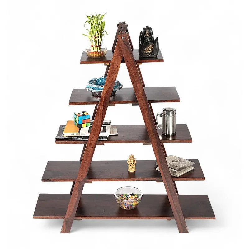 Uverox Sheesham Wooden Wall & Book Shelve - Dark Brown media 4