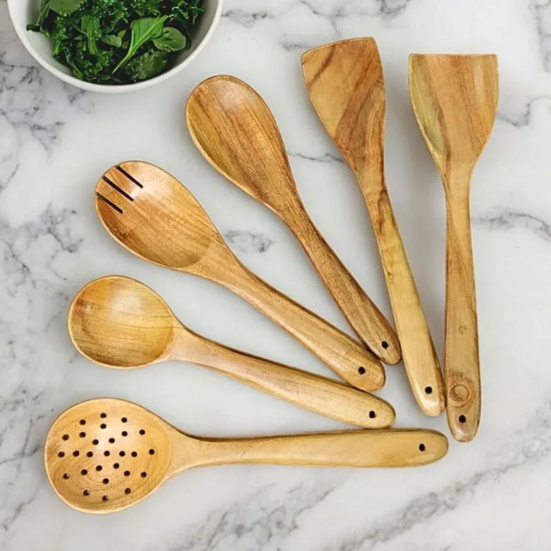 Rusticra Need Wood Serving Spoon - Six Piece Set media 1