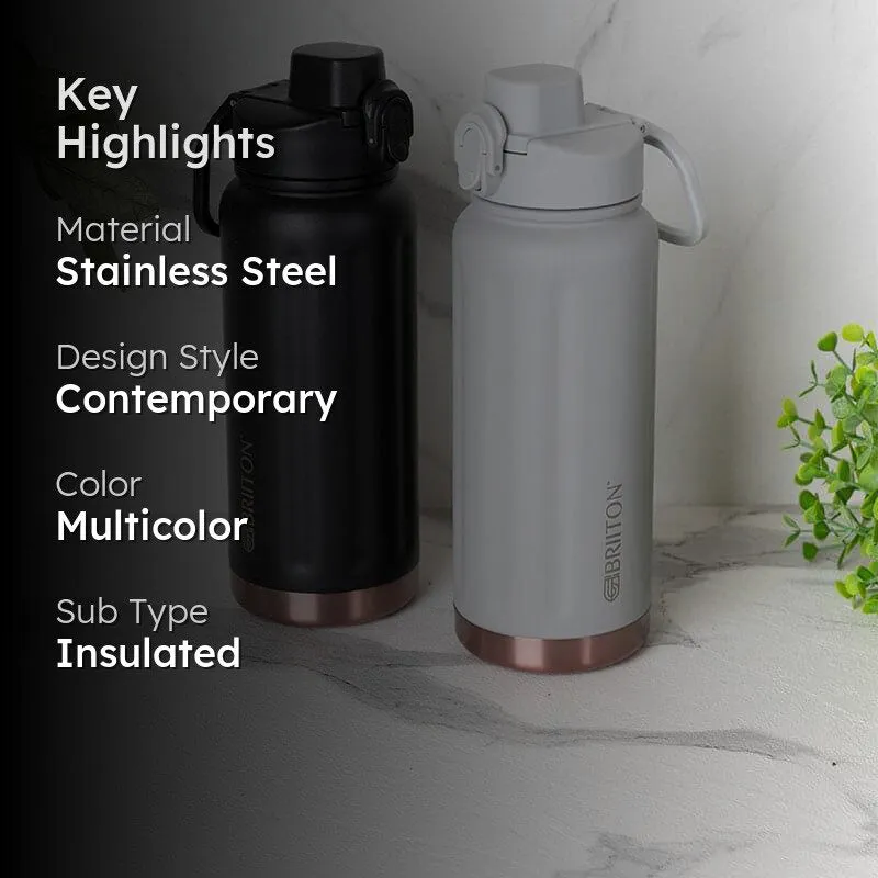 Sip Bliss Hot & Cold Thermos Water Bottle (Black & Grey, 750 mL Each) - Set Of Two media 2