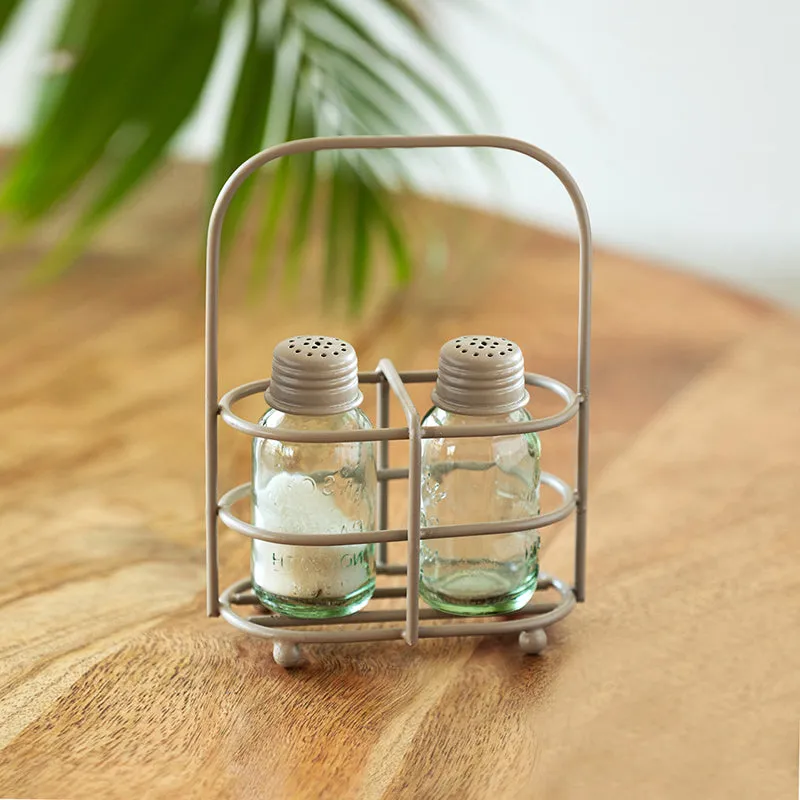 Pipero Salt & Pepper Shaker With Iron Holder (60 mL) - Three Piece Set media 1