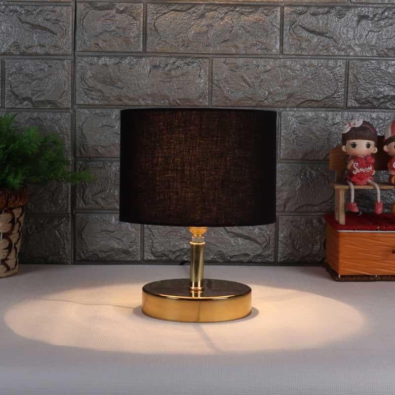 Blackie Fabric Table Lamp - Black,Gold