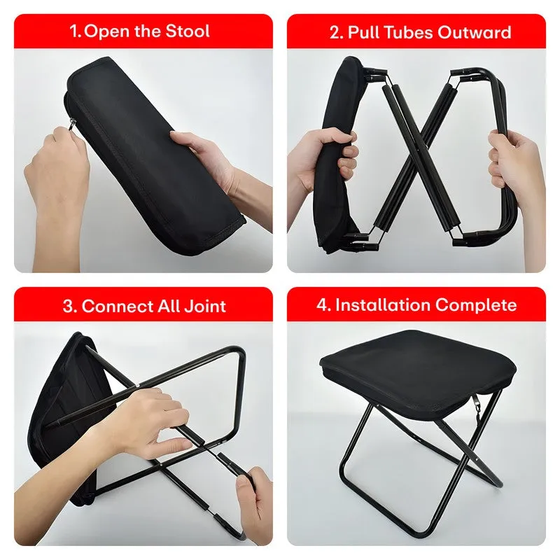 Rioware Fold Ease Steel Accent Stool - Black media 6