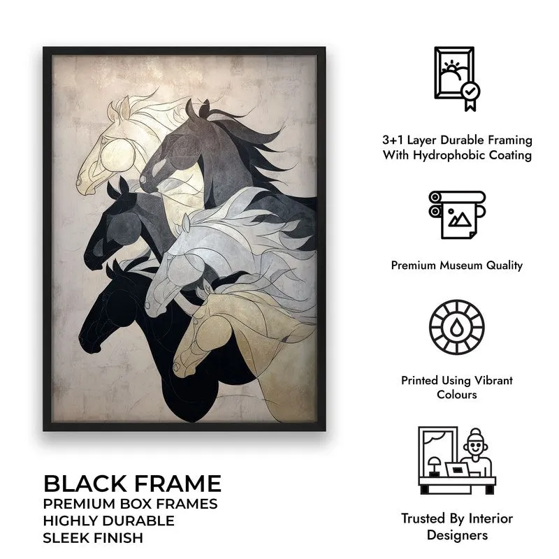Regal Horse Wall Painting With Black Frame media 10