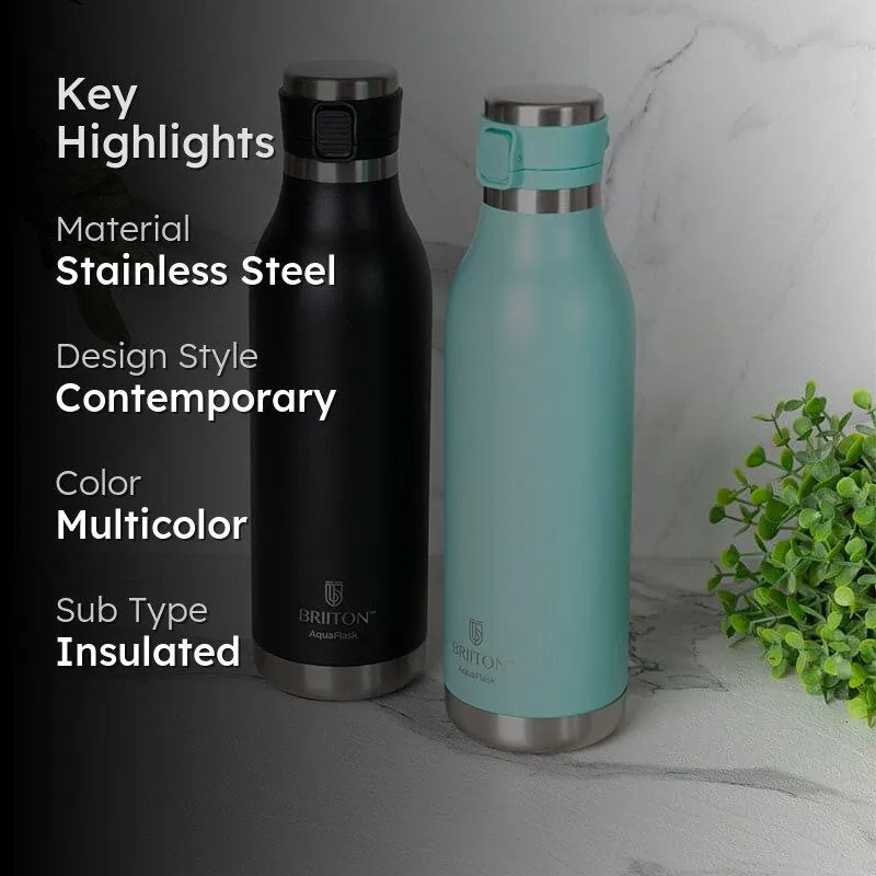 Pristine Sip 750 ML Hot & Cold Thermos Water Bottle (Black & Blue) - Set Of Two media 2