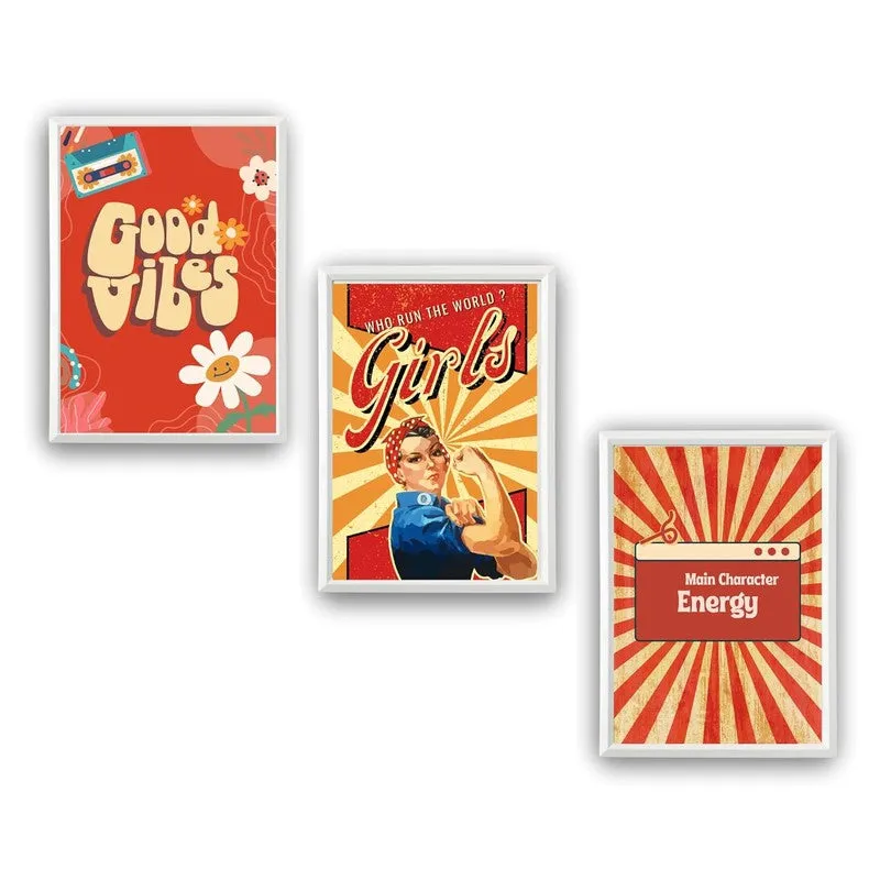 Retro Boost Paper Wall Painting With Frame - White media 5