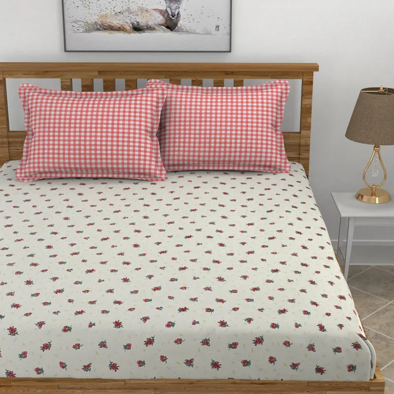 Blush Bloom Microfiber Bedsheet - 150 GSM media 4