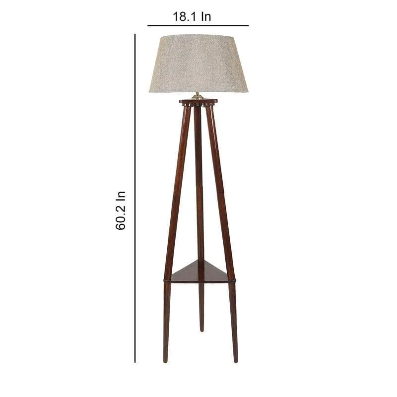 Samphire Floor Lamp With Shelf - Beige media 5