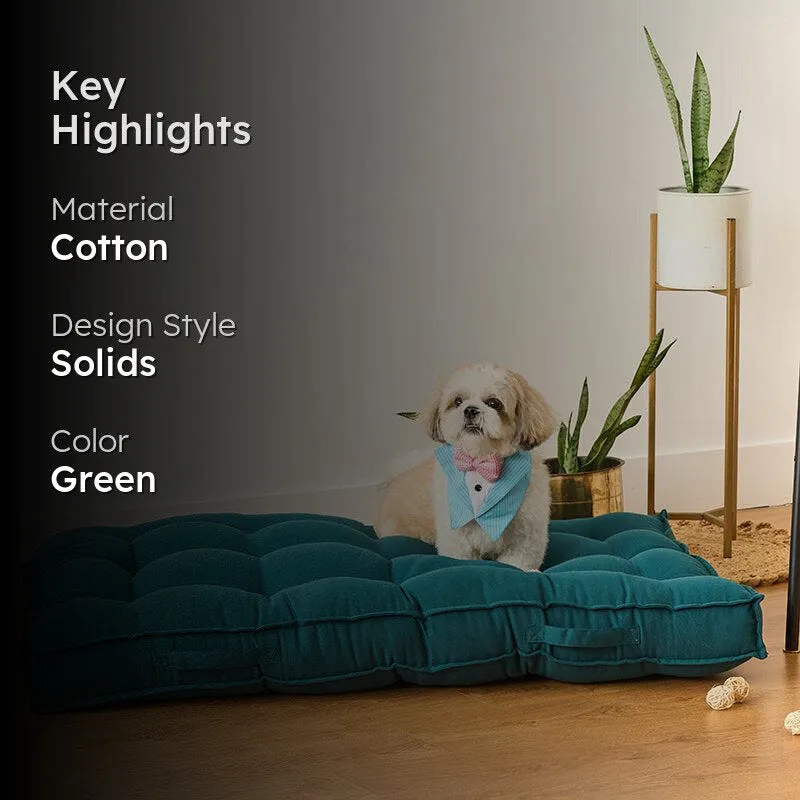 Pawdium Solid Cotton Floor Cushion - Dark Green media 2