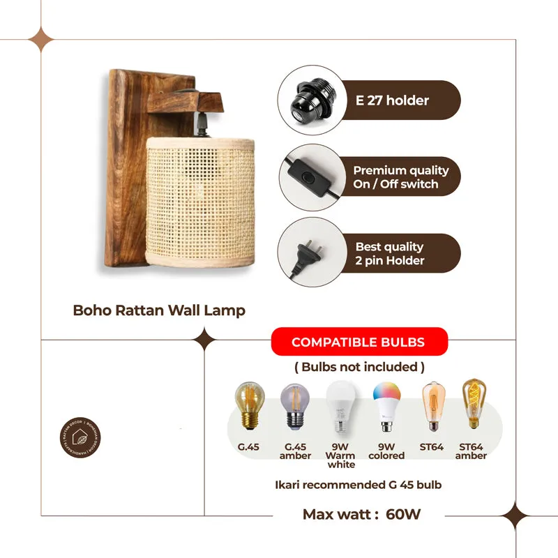 Luma Ray Rattan & Mango Wood Wall Lamp media 7