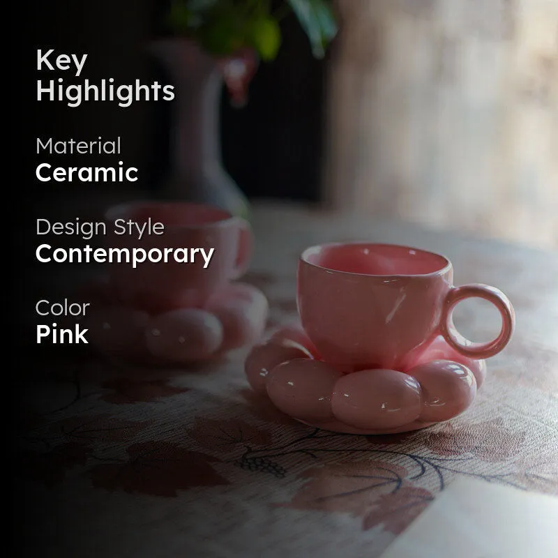 Bubble Buddy Cup & Saucer (Pink/200 mL Each) - Set of Two media 2