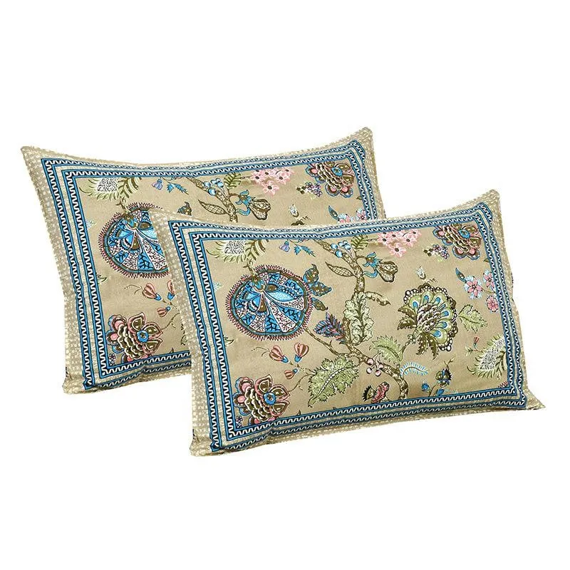 Tribhuna Printed Cotton Bedsheet (Yellow,Blue) - 160 TC media 5