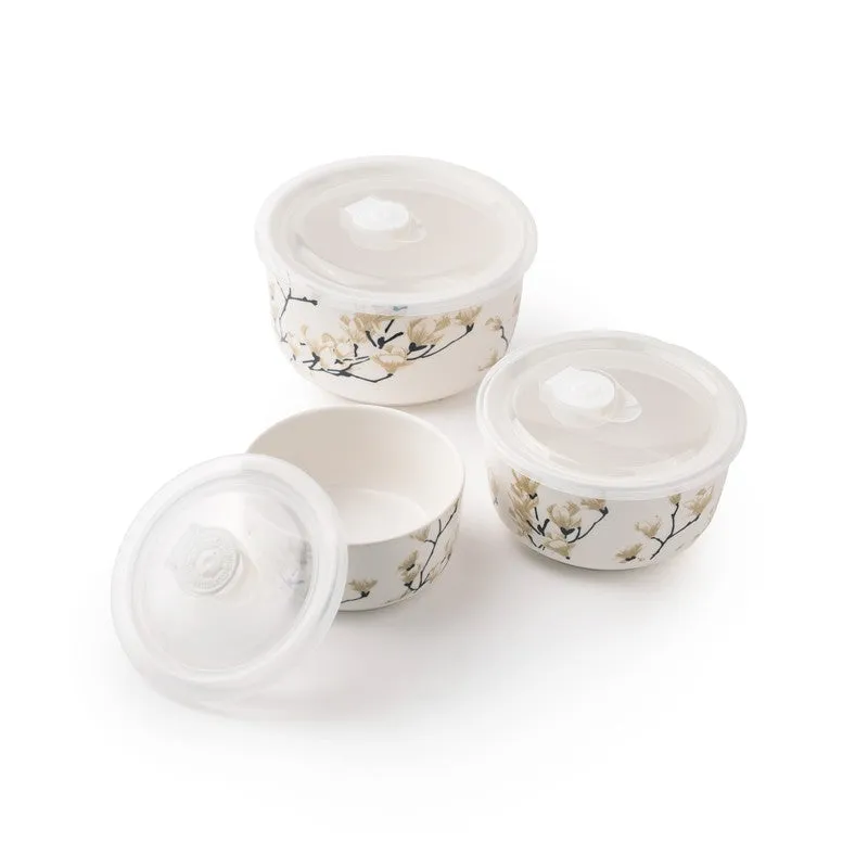 FlavorNest Porcelain Serving Bowls With Lid (1000 mL/600 mL/325 mL) - Set of Three - 5