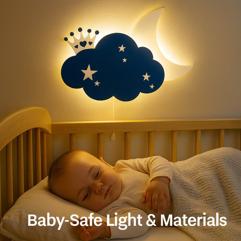 Sleepy Night Sky Cloud Battery Operated MDF Wall Lamp - Blue media 4